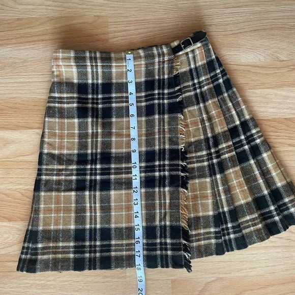 Wool Plaid Wrap Mini Skirt - Picture 5 of 7